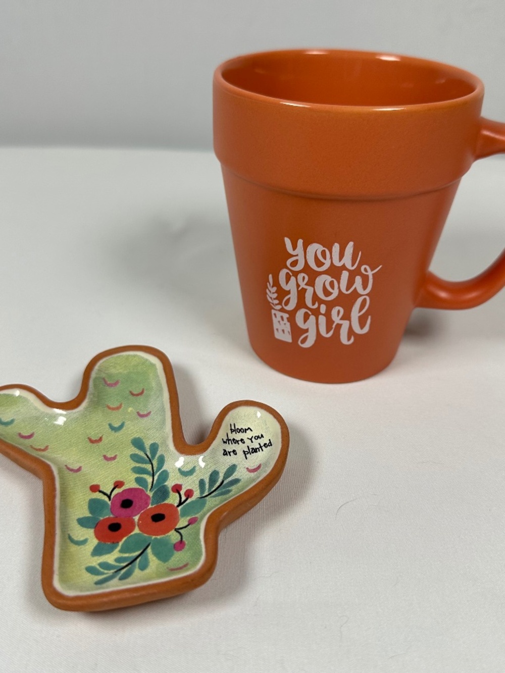 Garden Ceramic "You Grow Girl" Cup "Bloom Where You Are Planted" Cactus Rest Lot